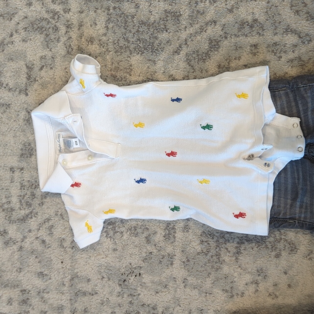 Ralph Lauren polo onesie and black baby gap jeans